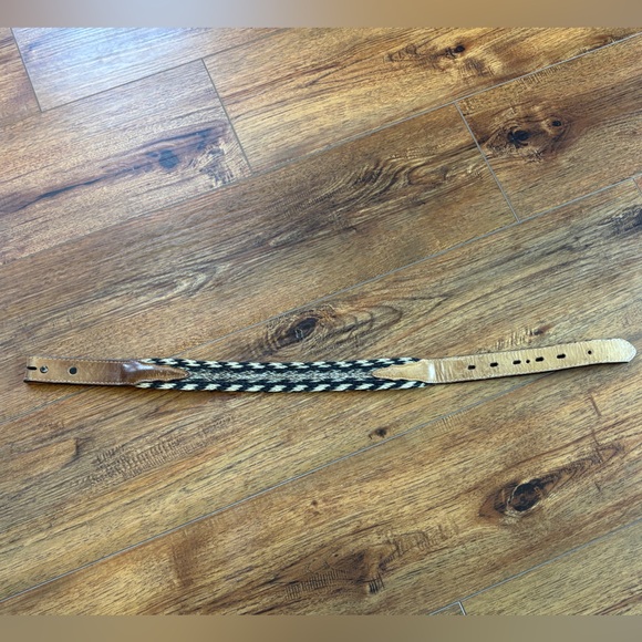 Other - Vintage Western Leather & Horsehair Belt – Size 22 – Handmade Style